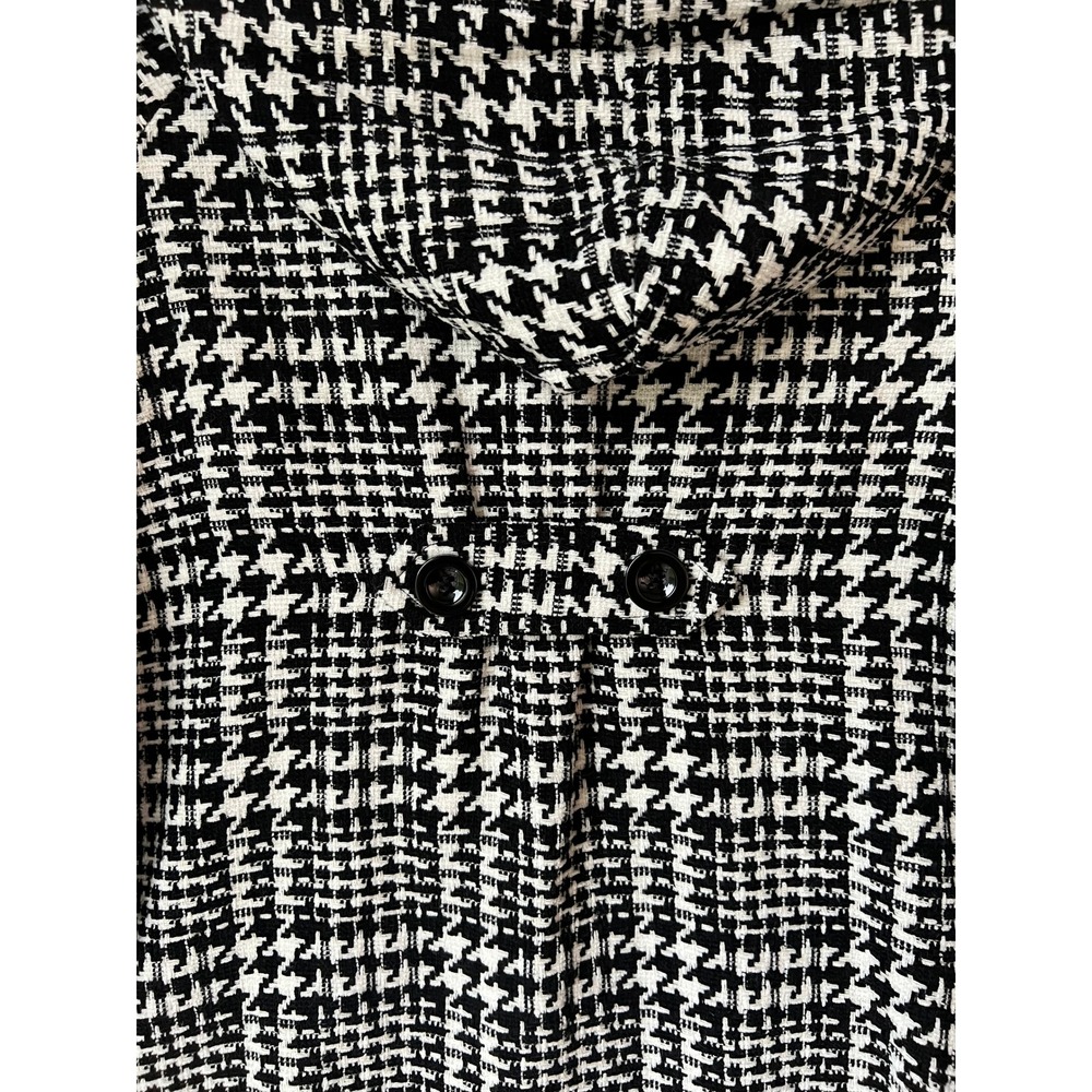 For Cynthia Houndstooth Hooded Fringe Jacket Women's Size Small - Picture 13 of 13